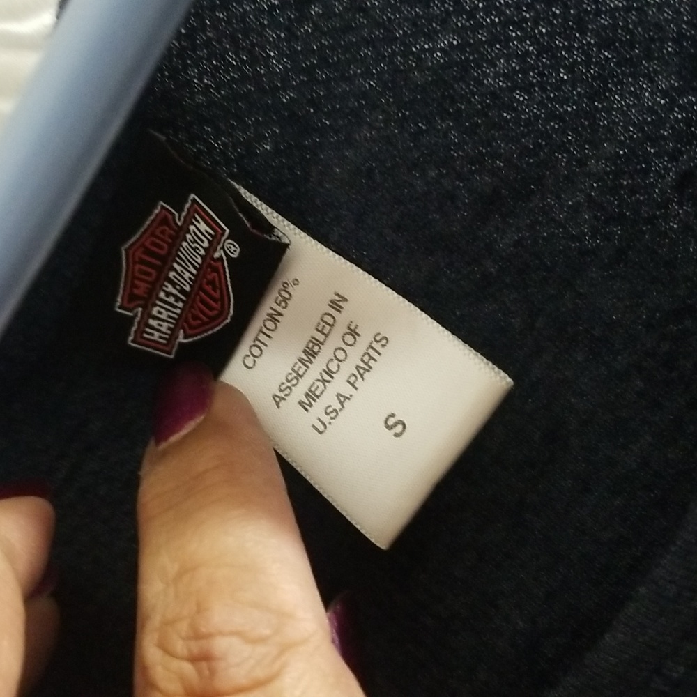 Harley Davidson L/S Blue and Metallic Top Sz Small - Picture 3 of 7